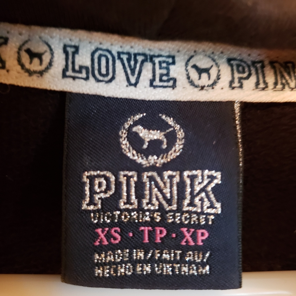 Pink VS Black Hoodie Metal Rivet Deco Size XS - Picture 4 of 5